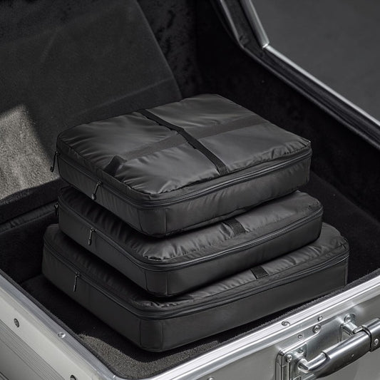 Metlo Packing Cube Set - 3 Piece Modular Travel System - Industrial Grade Compression Bag - Professional Grade Volume Optimization - Matte Black