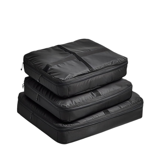 Metlo Packing Cube Set - 3 Piece Modular Travel System - Industrial Grade Compression Bag - Professional Grade Volume Optimization - Matte Black