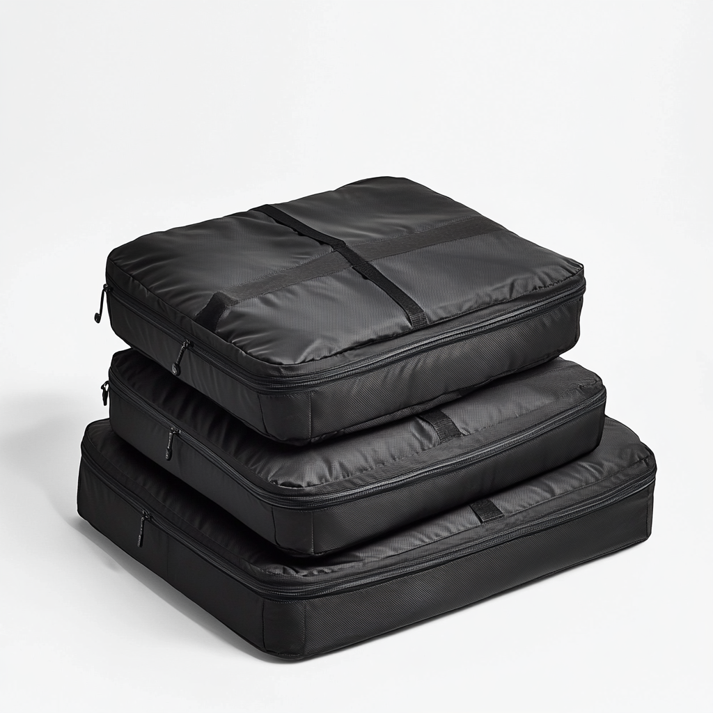 Metlo Packing Cube Set - 3 Piece Modular Travel System - Industrial Grade Compression Bag - Professional Grade Volume Optimization - Matte Black